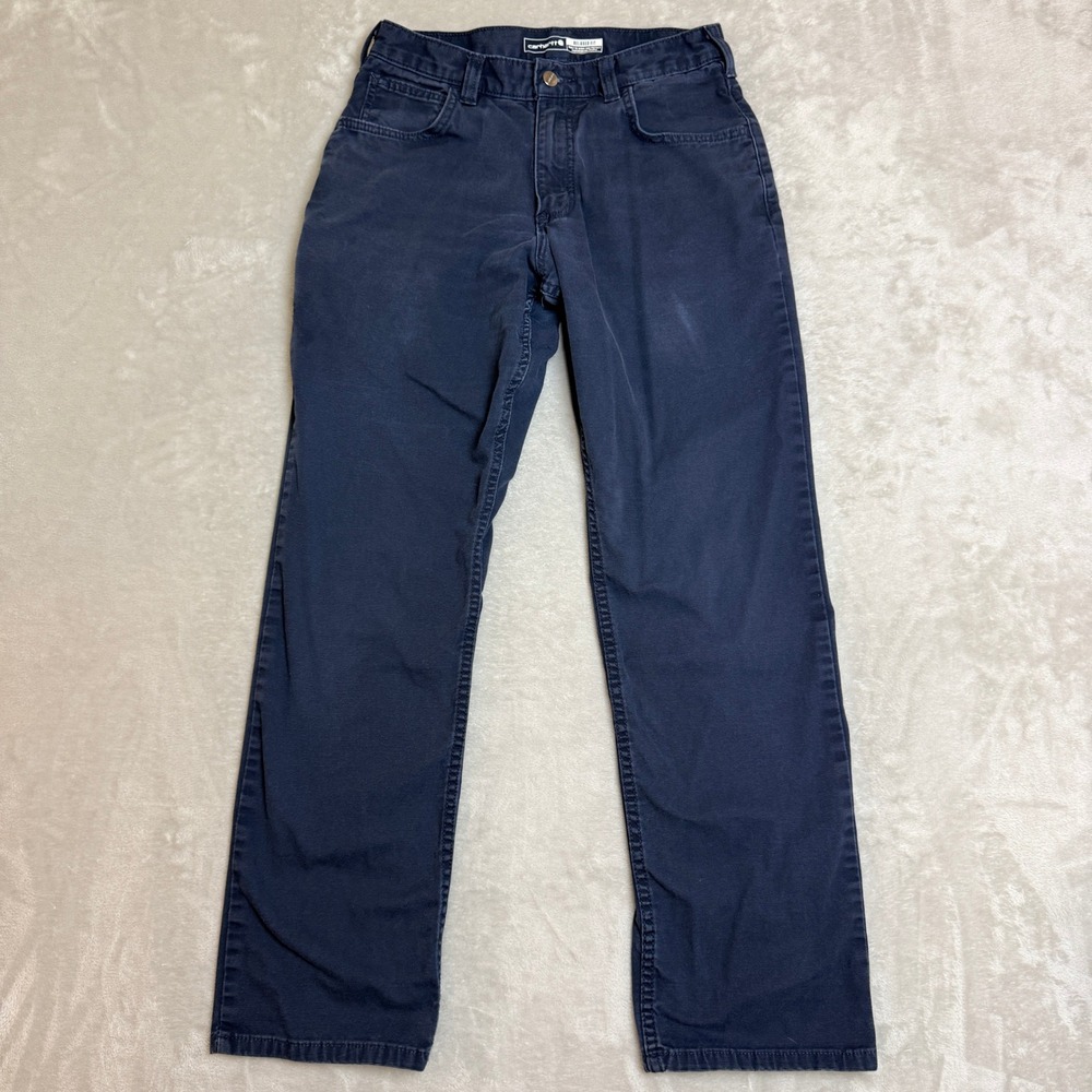 Carhartt Rugged Flex Canvas Work Pant Men 30x32 (Fit 30x30) Navy Relaxed BN2517